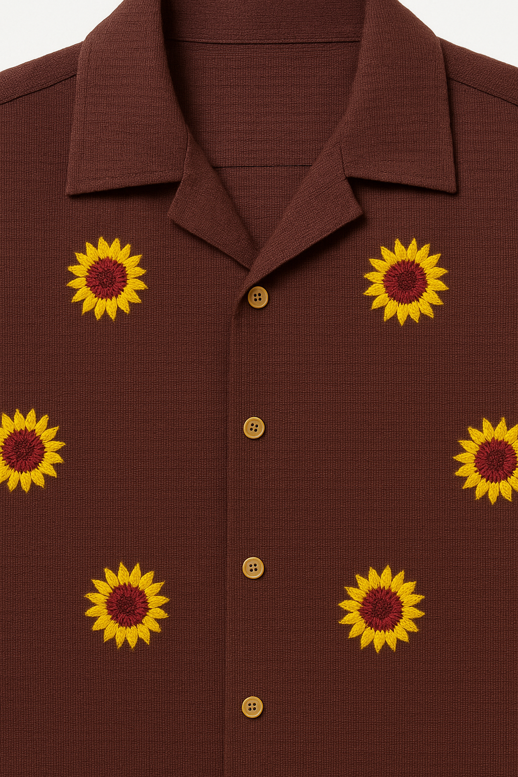 Long Sleeve Congo Brown Flower Printed Shirt