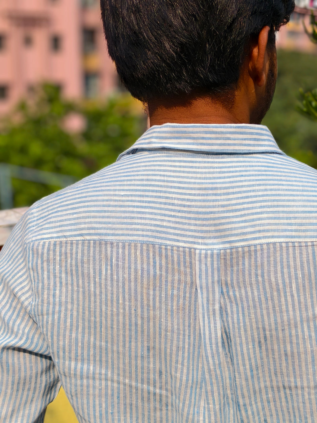 Sky stripes linen full sleeve shirt