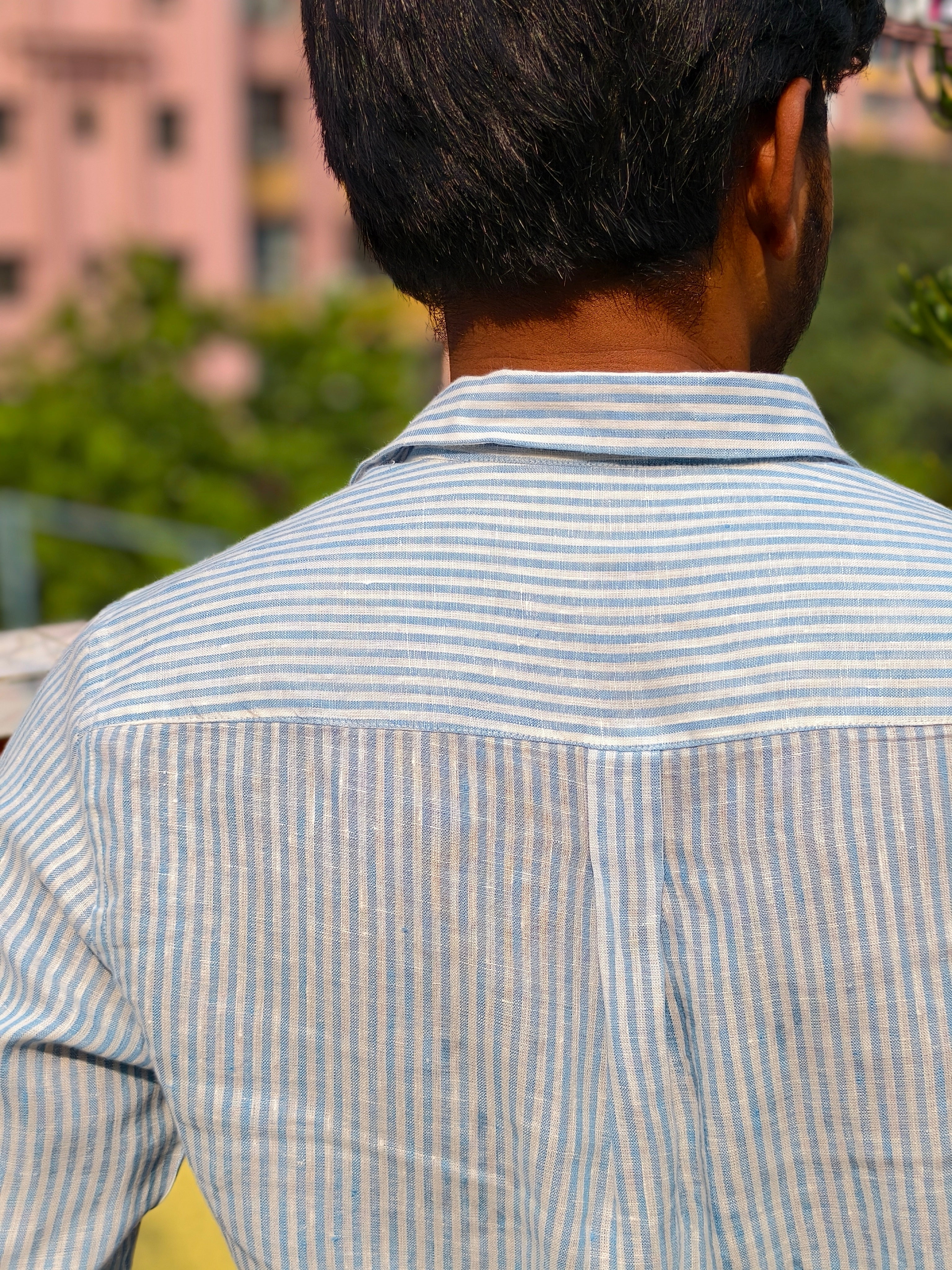 Sky stripes linen full sleeve shirt