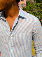 Sky stripes linen full sleeve shirt