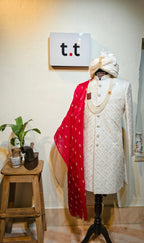 Ivory embroidery sherwani