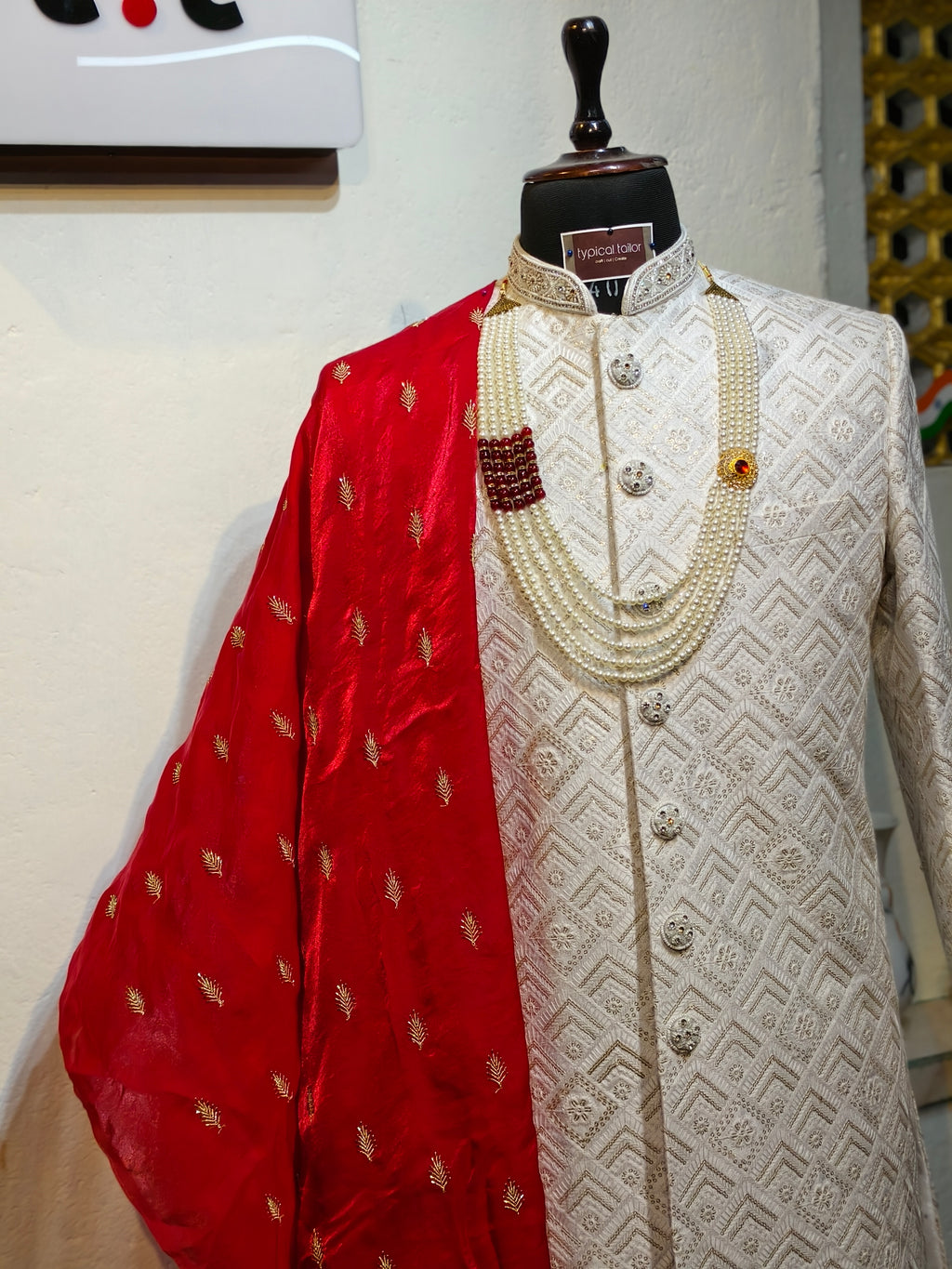 Ivory embroidery sherwani